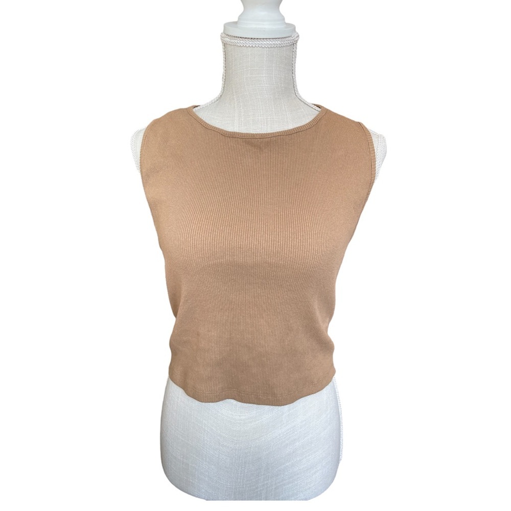 BOO HOO RIB RACER LACE UP BACK CROP TOP